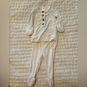 White Ribbed Lou Lou and Company top and bottom set.